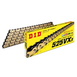 DID PRO STREET X-RING 525VX3 GLD/BLK 120ZB (CTN10)