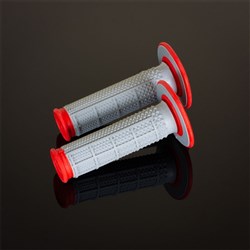 RENTHAL GRIPS DUAL COMPOUND TAPERED HALF WAFFLE RED/GRY Q70 (G163)