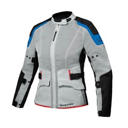 IXON M-NJORD LADY JKT LT GRY/BLU (MD) [ONC01]