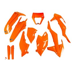UFO KTM FULL PLASTICS KITS WITH H/LIGHT SHROUD EXC 17-19  ORG (WAS KTKIT523E127)