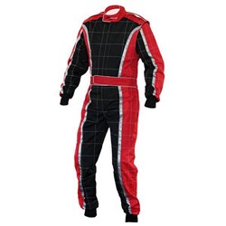 RJAYS RACESTAR LEVEL 2 KART SUIT ADULT BLACK/SILVER/RED (SM) [ONC01]