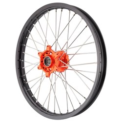 XTECH KTM 85SX 12-23 1.40x17 FRONT BLK RIM/ORG HUB/SLV SPK #