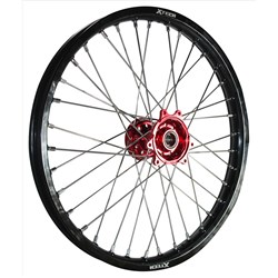 XTECH KTM/HUSQ/GAS GAS 1.40x17 FRONT BLK RIM/RED HUB/SLV SPK #