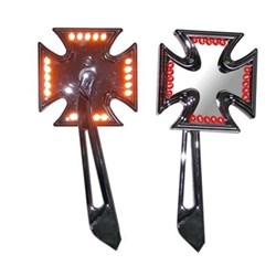 #ZODIAC MALTESE CROSS LED MIRRORS PAIR
