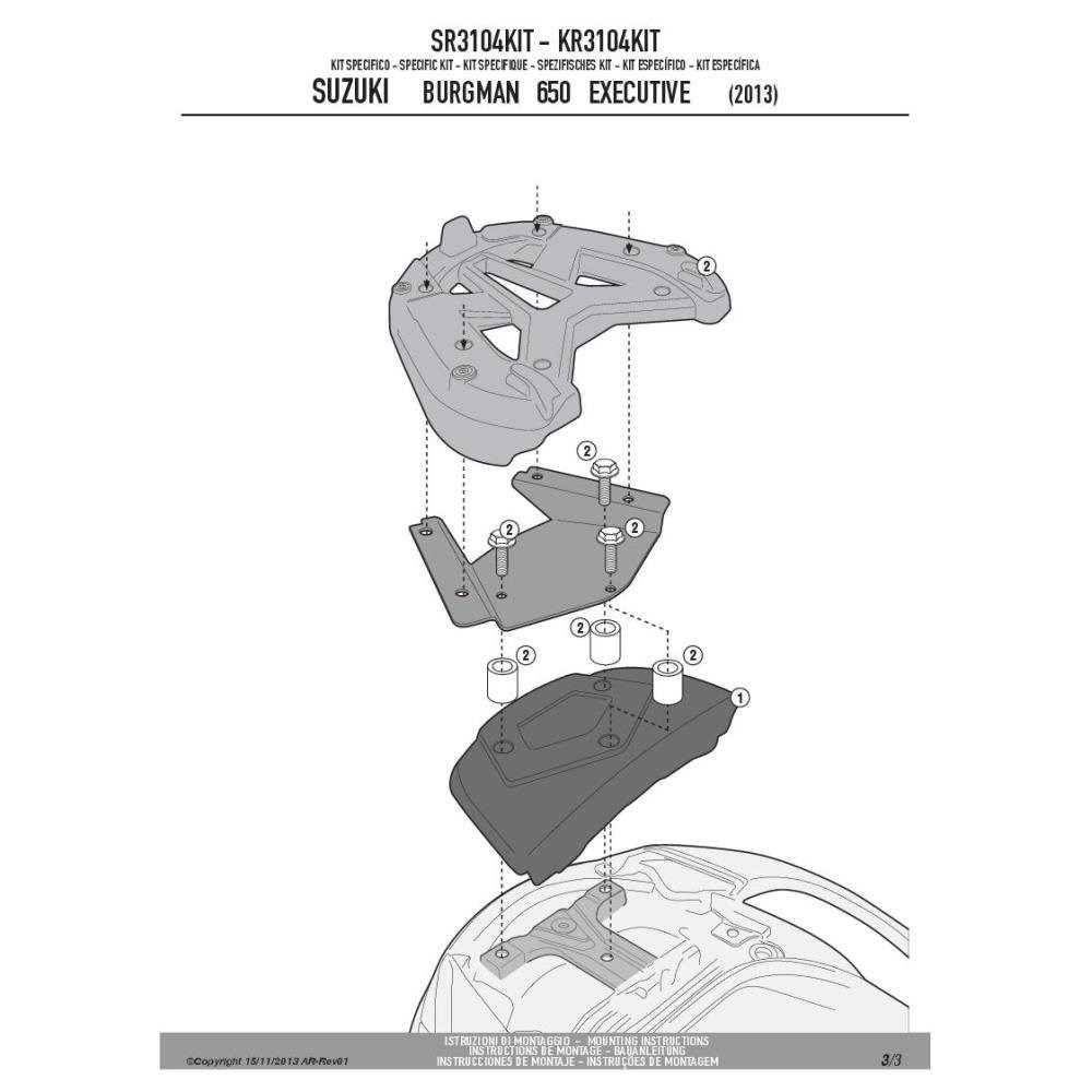 GIVI SPECIFIC KIT TO INSTALL SR3104KIT - Top-Racks/Plates - Cassons ...